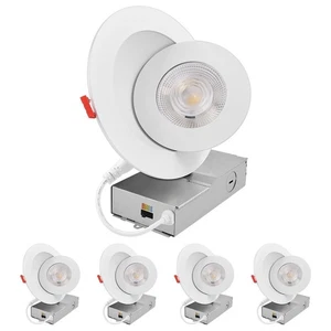 LUXRITE 6 in. Gimbal Recessed Light J-Box 5CCT Dimmable 15W 1000LM ETL 4PK - Picture 1 of 7