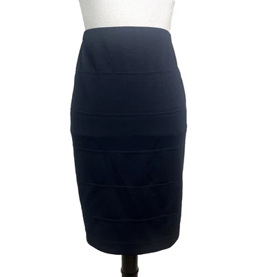 Alfani Skirt size Medium Navy Blue Straight Pencil Knee Stretch No Slit Career - Image 1 of 4