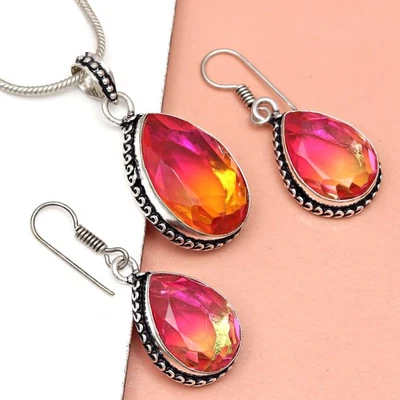 Bio-Tourmaline Quartz Jewelry Set 18-20'' Handmade For Womens Unisex New - Image 1 of 4