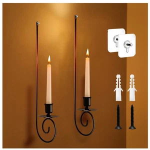 Wall Candle Sconces Set of Two, Black Iron Candle Holder for Wall, Farmhouse ... - Bild 1 von 8
