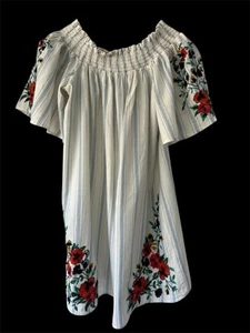 Zara Trf Embroidered Striped Off The Shoulders Women's Mini Dress Sz M - Picture 1 of 6