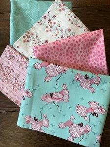 Michael Miller Pink Poodle Novelty 1/2 Yard Pink Bundle-2.25 Yards Total VTG - Picture 1 of 9