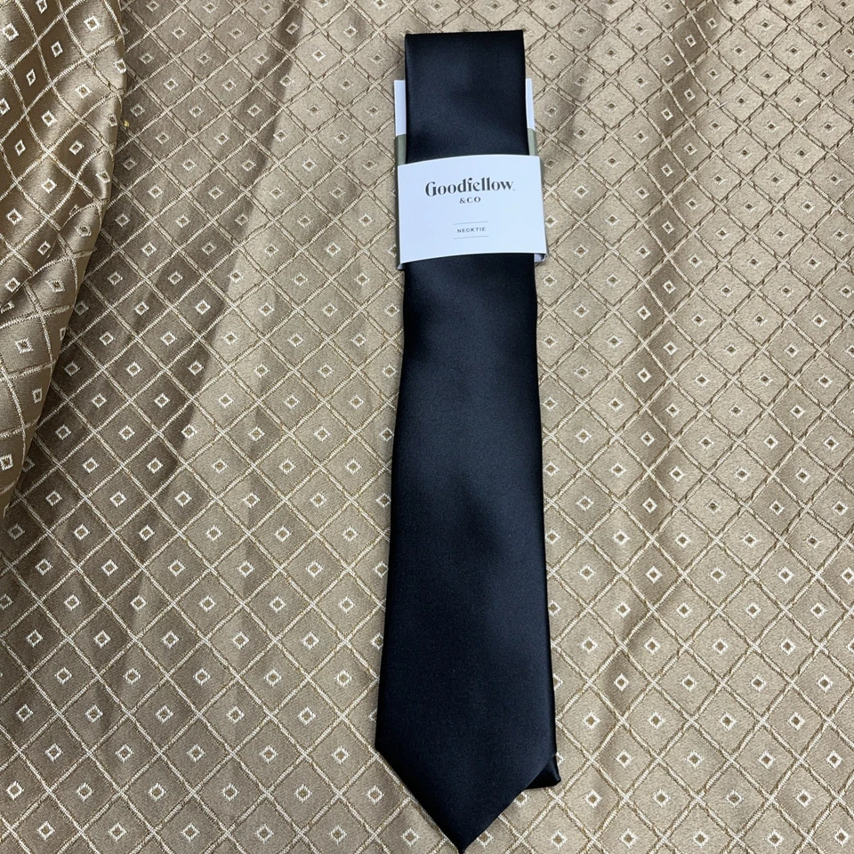 Men's Black Neck Tie - Goodfellow & Co Brand Silky Look Basic 56"long 2.5" W