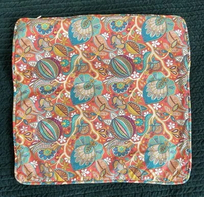 Antonio Melani Pillow Cover With Vintage Liberty Fabrics - Teals Orange Yellows - Image 1 of 4