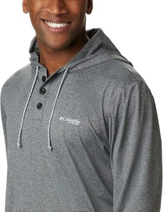 Columbia Slack Tide grau Langarm Henley Hoodie XL Omni Wick Angeln UPF 50 - Bild 1 von 8