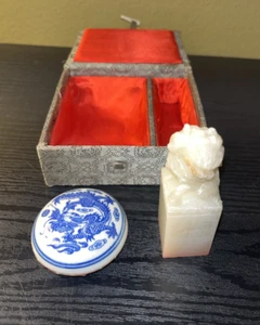 Vintage Chinese Foo Dog Seal Stamp Jade Jadeite 3 1/4"  Paul - Picture 1 of 14