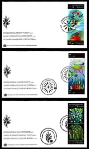 UNITED NATIONS NY+ SCOTT # 1035-1036, SET OF 3 FDC COVERS 2011 YEAR OF FORESTS - Picture 1 of 4