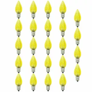 24 Pack Sunlite LED C7 0.4W Yellow Colored Decorative Chandelier Light Bulb - Picture 1 of 2