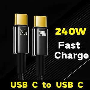 Type C to Type C Cable PD 240W Fast Charge Braided USB Lead For Samsung iPhone - Picture 1 of 9
