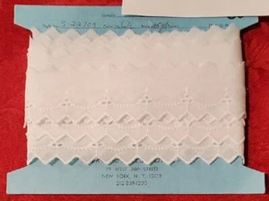 Ösenbestickte Spitzenkante spitz Zickzackkante 1,5"W WEISS Zierleisten BTY - Bild 1 von 5