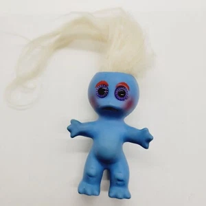 Khem Moon Goon Vintage Blue Troll Doll Long White Hair - Picture 1 of 18