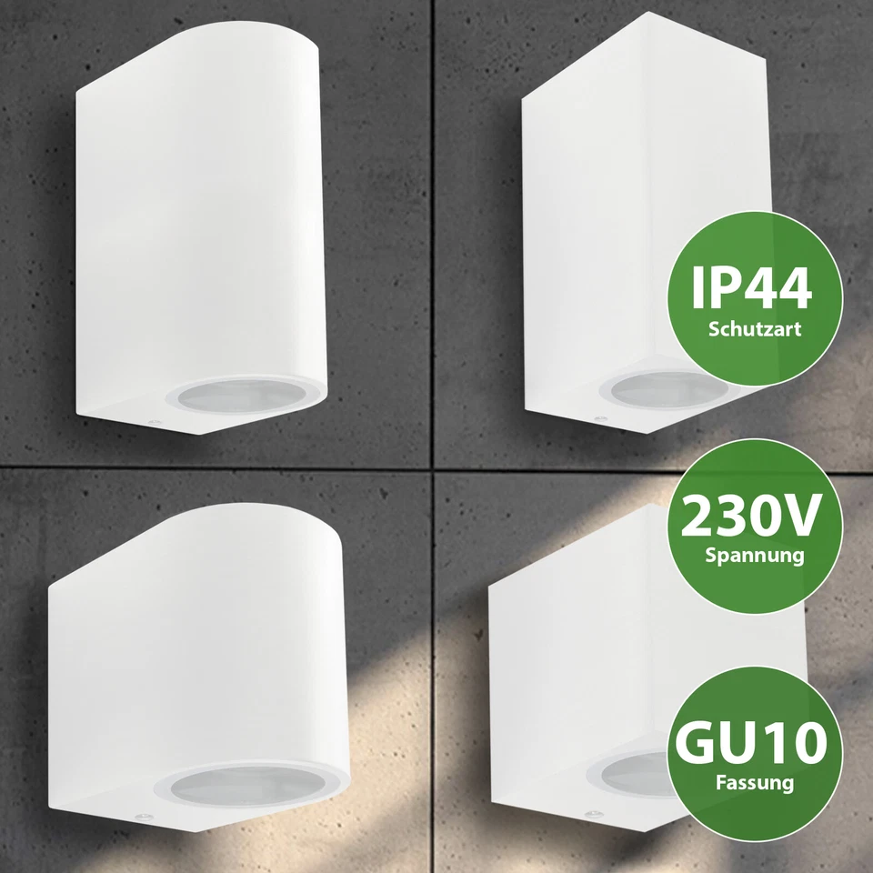 LED Wandleuchte Außenlampen Außenleuchte Wandlampen Außenleuchten weiß GU10 230V - Bild 1 von 1