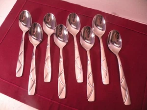 Set of 8 Cambridge Stainless Steel Flatware Teaspoons Kara Sand 7" - Picture 1 of 5