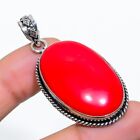 Red Carol Gemstone Handmade 925 Silver Jewelry Pendant Size 1.5"