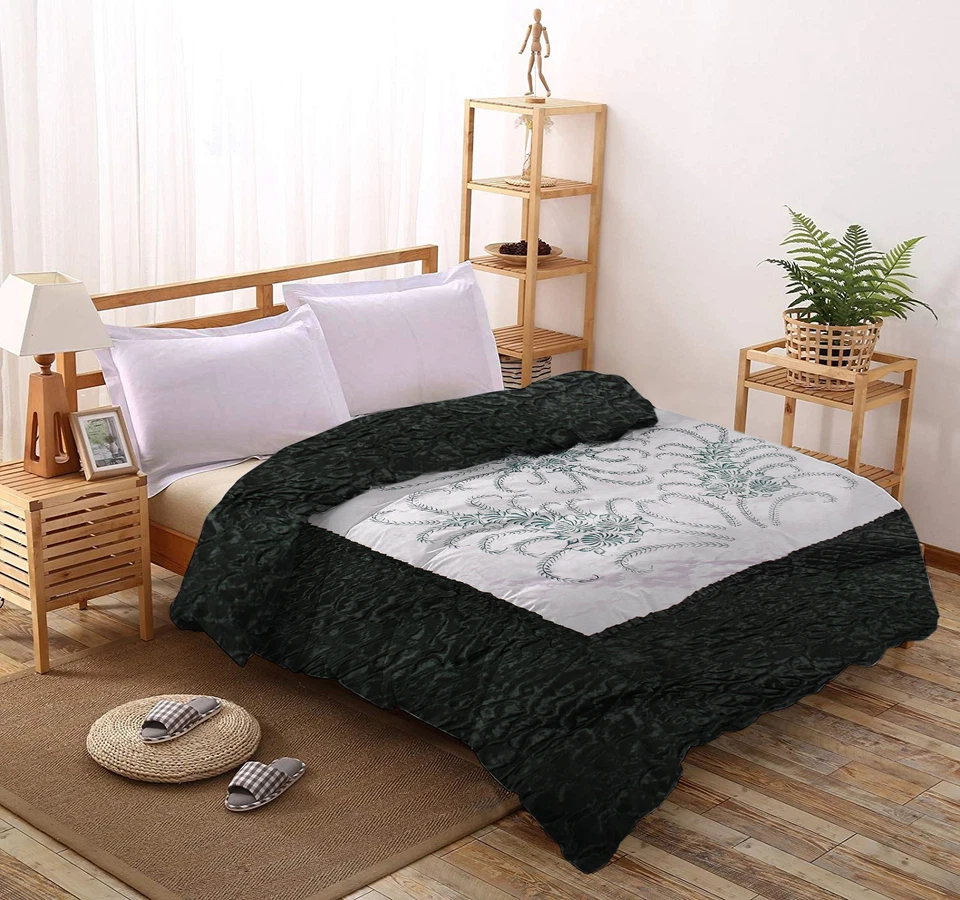 Indien Modern Satin Seide Bettwäsche Set Bettdecke Decke Enganliegend Steppdecke - Bild 1 von 1