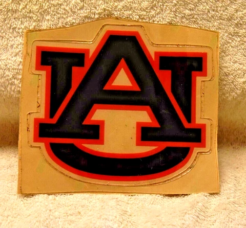 1 PAIR Auburn Tigers Football - OVERSIZED "AU" DECALS - 4 1/2  WIDE x 3 3/4 HIGH Cover
