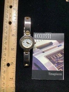 STERLING SILVER ECCLISSI LADIES WATCH WITH PAPER, RUNNING TWT 46 GRAMS - Picture 1 of 6