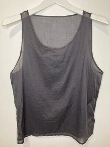 NWT Y2K American Apparel Sheer 'Lawn Tank Top' In Charcoal 100% Cotton size M/L - Picture 1 of 4