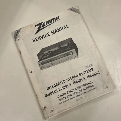 Zenith HF-43 Service Manual Integrated Stereo Systems IS4061-2 IS4071-2 IS4081-2 - Image 1 of 4
