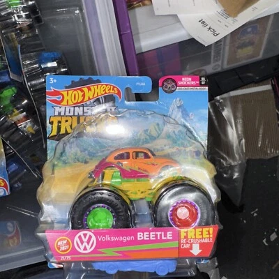 Monster Trucks NEON Shockers #3/7 VW Beetle #GTH59 escala 1:64 Hot Wheels 2021 Foto 1 de 2