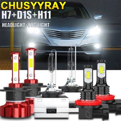 Combo de 6 faros LED Hi&Lo + lámpara antiniebla H7 + D1S + H11 para Hyundai Azera 2013-2017 Foto 1 de 4