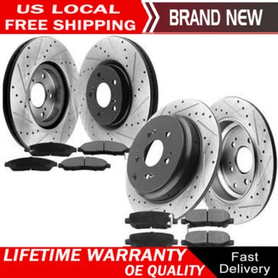 Rotores de freno delanteros traseros perforados y pastillas de freno para LEXUS RX350 RX450h 2010-2015 Foto 1 de 4