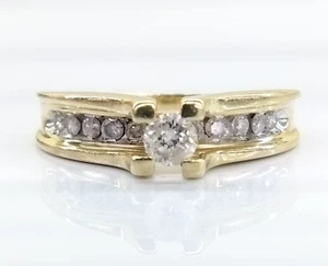 Oro amarillo 14K 0,50ctw. Anillo de boda de compromiso de diamantes de corte redondo talla 8 FZZ - Imagen 1 de 7