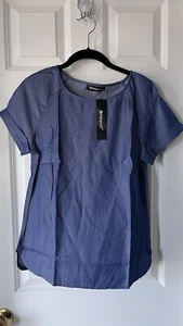 NWT Women’s Allegra K Short Sleeve Blue Top, XS - Picture 1 of 3