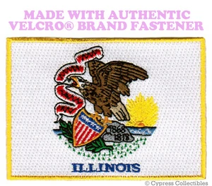 ILLINOIS STATE FLAG PATCH EMBROIDERED SYMBOL APPLIQUE w/ VELCRO® Brand Fastener - Bild 1 von 1