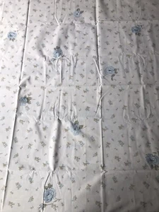 Vintage Floral Bows Blue Ribbon Cotton Fabric Material Remnant Sprig Flowers 80s - Picture 1 of 12