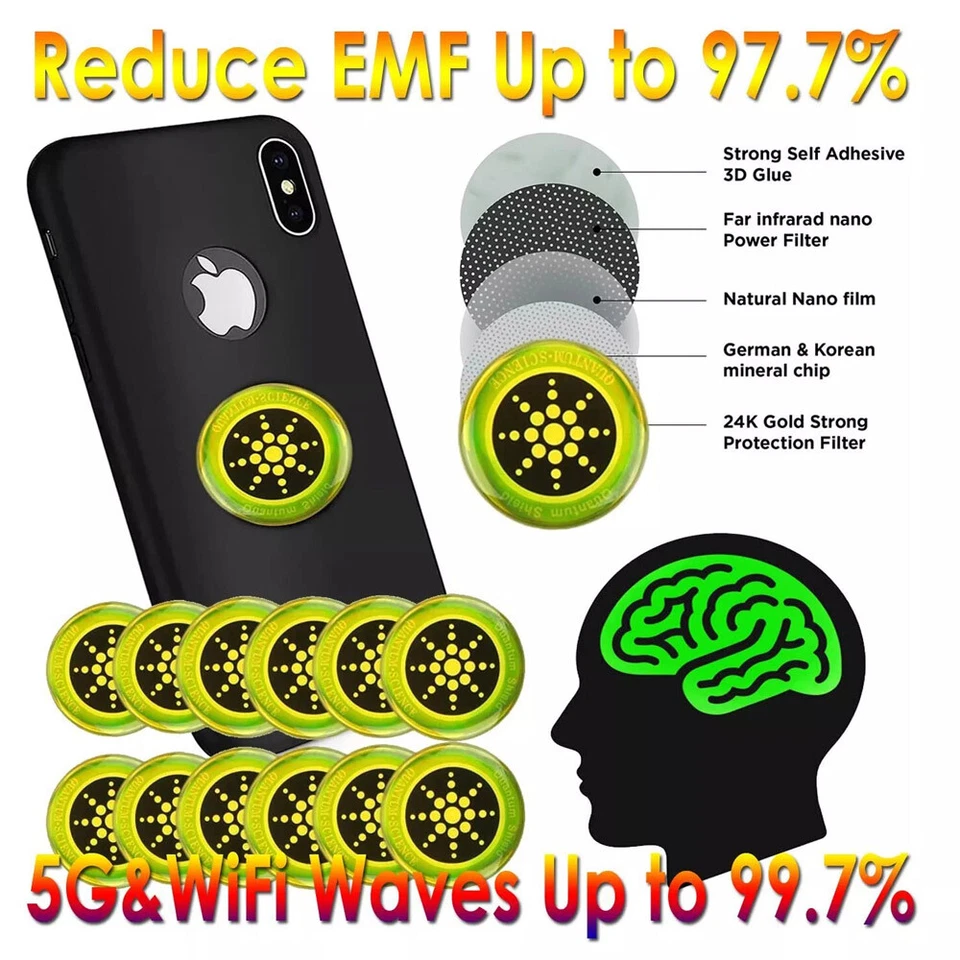 MM ELECTRONICLES 12PCS Radiation Protection Sticker Smartphone Tablet Laptop 5G Wi-Fi EF RF EMF