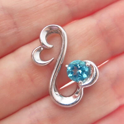 Colgante ALWAND VAHAN Plata de Ley 925 Azul Real Apatita Corazón Abierto Slide Foto 1 de 4