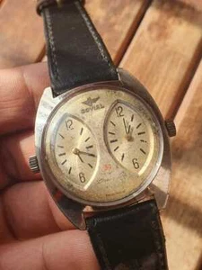 Rare! JOVIAL Dual Time Mechanical Movement 34 Jewels Swiss Men's Watch - Picture 1 of 12