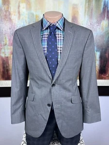 Ben Sherman Mens Gray 100% Wool Striped Blazer 42R MSRP $387 - Picture 1 of 11