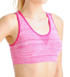 Jockey Sporties M Pink Seamless Lined Racerback Crop Top Soft Sports Bra NEW - Picture 1 of 1