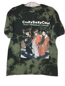 NWT TLC Crazy Sexy Cool World Tour Short Sleeve T-Shirt Tee Green Blk TieDye MED - Picture 1 of 5