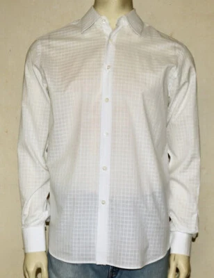 PRADA Hombre Blanco Cuadros Algodón Camisa de Vestir 39 15.5 Foto 1 de 4