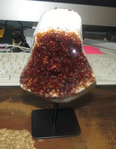 LG POLISHED CITRINE CRYSTAL CLUSTER GEODE FROM BRAZIL CATHEDRAL WITH STEEL BASE - Picture 1 of 5