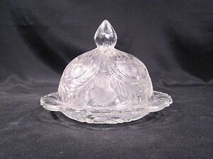 Mosser of Ohio Inverted Thistle Clear Covered Butter Dish