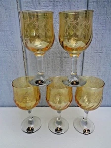 NEW 5 CRISTALLERIA Fratelli FUMO Hand Made IN ITALY Wine Glass Vintage - Picture 1 of 10