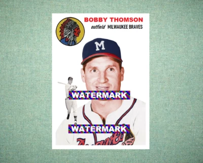 Tarjeta de arte de béisbol personalizada estilo 1954 de Bobby Thomson Milwaukee Braves Foto 1 de 2