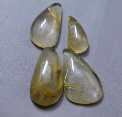 Golden Rutile Quartz cabochon Loose Rutile Gemstone Rutilated Quartz Gems R4854 - Image 1 of 4