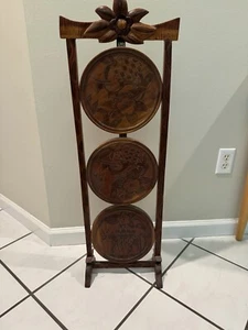 Vintage Ornate Wooden Muffineer Stand Carved Handle & Bird / Floral Decorations  - Picture 1 of 14