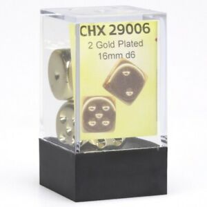 Chessex Metal Gold Plated 2 Dice Set - 6 Sided - 16mm d6 Dice Block