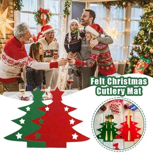 Alfombra de cubiertos de fieltro para árbol de Navidad con decoraciones de estrellas, decoración de mesa fiesta ﻿ D2P3 - Imagen 1 de 15