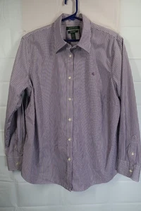 Lauren Ralph Lauren Purple Striped Long Sleeve Button Down Shirt Womans Size 1X - Picture 1 of 9