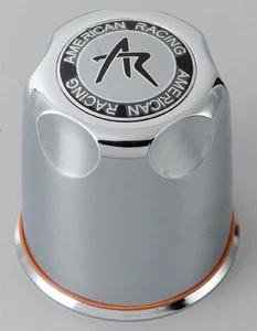 American Racing 1327000S Push Thru Center Caps Chrome 3.27" w/ "AR" Logo - Picture 1 of 3