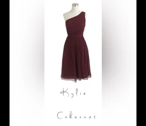 Nuevo con etiquetas Vestido Kylie J Crew Talla Grande 22 1 Hombro Seda Gasa Cabernet Dama de honor - Imagen 1 de 12