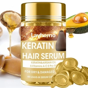 Keratin Hair Treatment Serum,60 Capsules Oil for Dry Damaged... - Picture 1 of 7