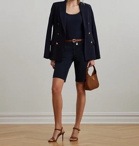 NWT Women’s Lauren RALPH LAUREN Bi-Stretch Twill Short navy 9 inch Size 8Petite - Picture 1 of 11